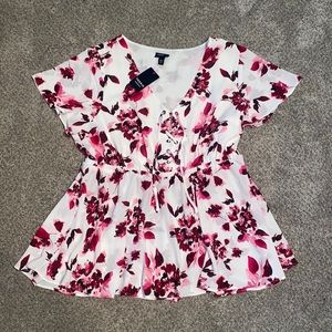 NWT Torrid Pink Floral Babydoll Blouse